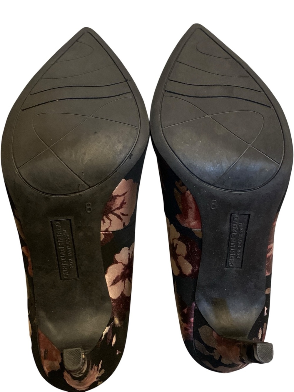 Christian Siriano Black Pumps with Pink and Gold Floral Print 4” Heels - Picture 5 of 6